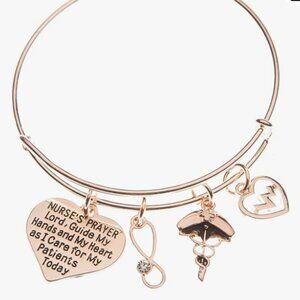 Nurse Prayer Bangle Bracelet - Rose Gold